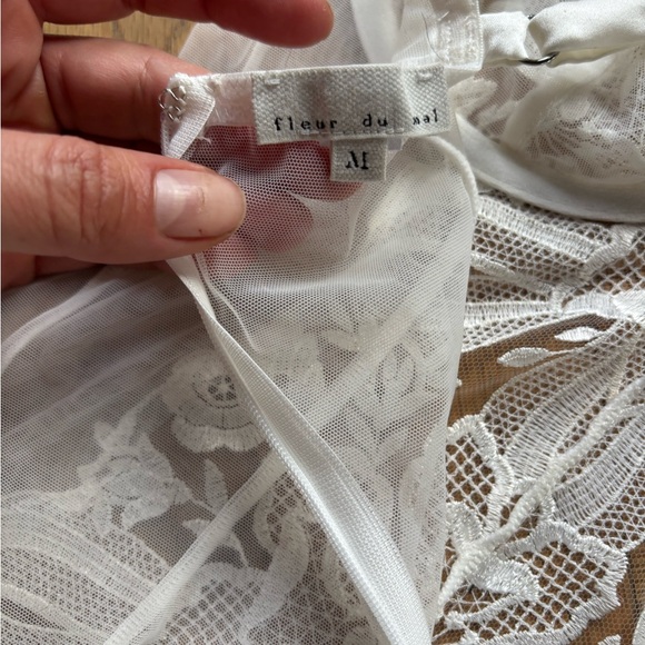 Fleur du Mal Sheer White Lace Bodysuit - Picture 3 of 5
